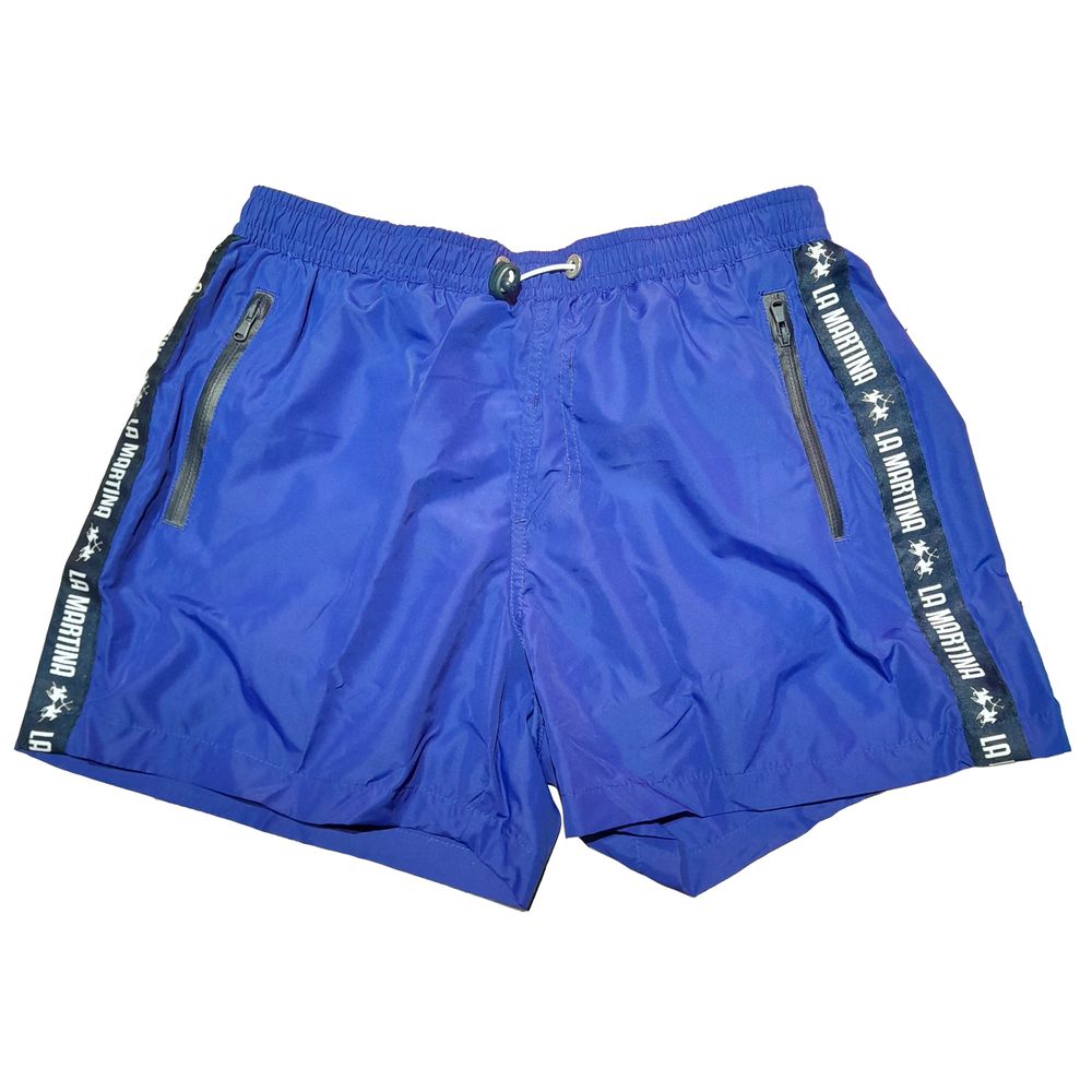 La Martina Blue Polyester Men Swimwear