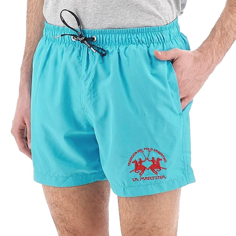 La Martina Blue Polyester Men Swimwear
