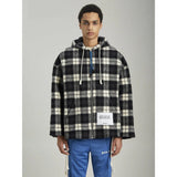 Palm Angels Black Cashmere Men Sweater with Checked Pattern