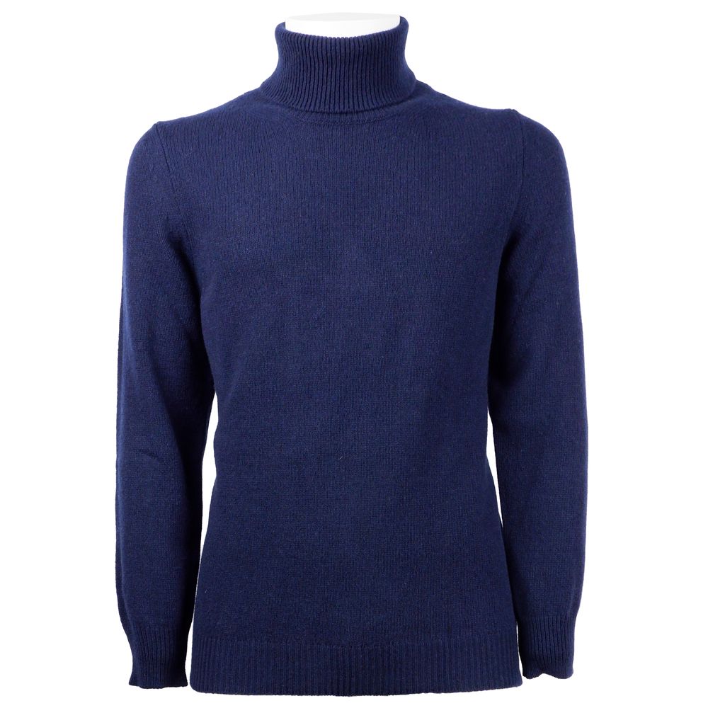 Emilio Romanelli Blue Cashmere Men Turtleneck Sweater