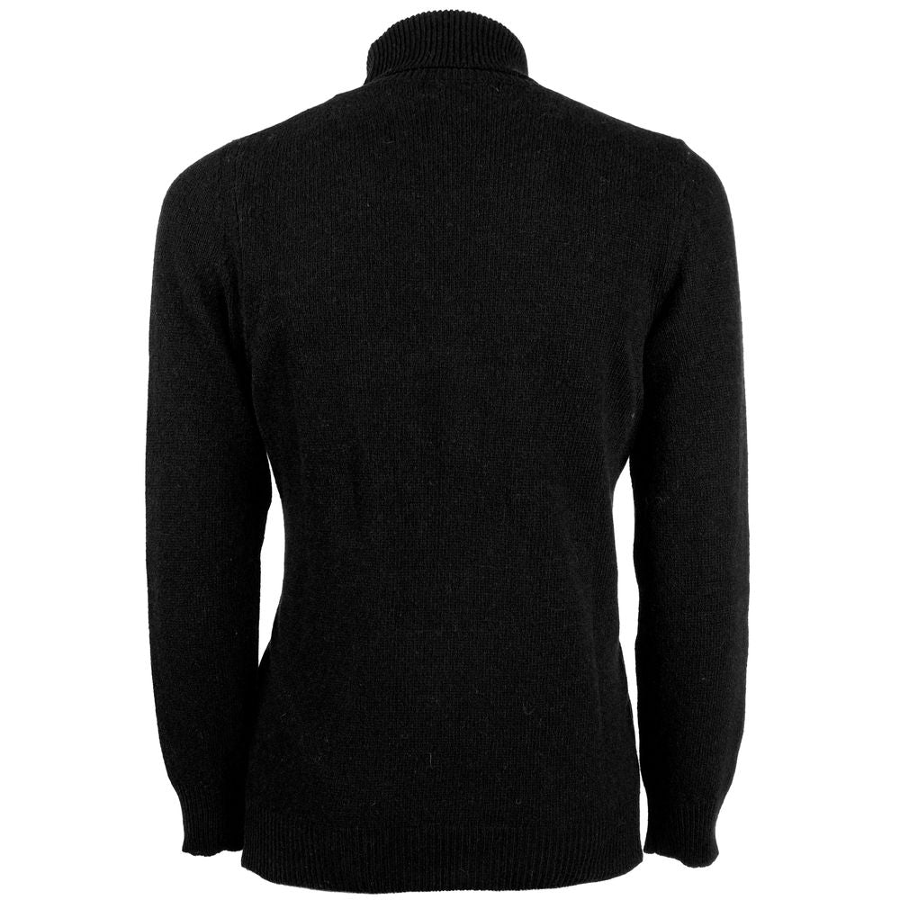 Emilio Romanelli Black Cashmere Men Sweater