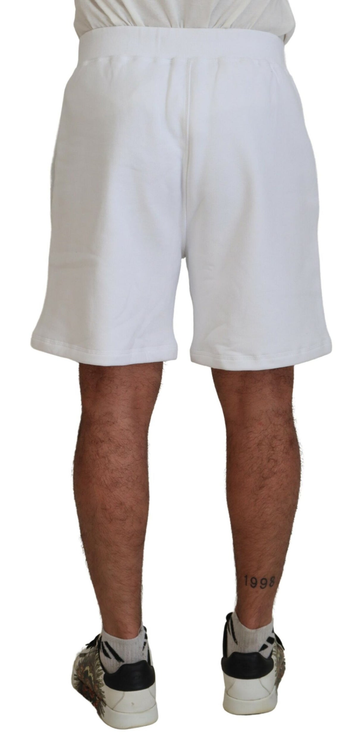 Dsquared² White Printed Pull On Men Casual Bermuda Shorts