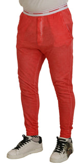 Dsquared² Orange Cotton Elastic Waist Logo Men Pants