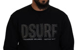 Dsquared² Black Cotton Printed Long Sleeves Pullover Sweater