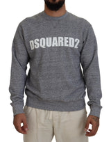 Dsquared² Gray Crystal Embellishment Men Pullover Sweater