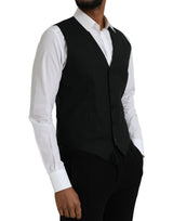 Dolce & Gabbana Black Wool Formal Dress Waistcoat Vest