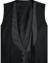 Dolce & Gabbana Black Wool Waistcoat Dress Formal Vest