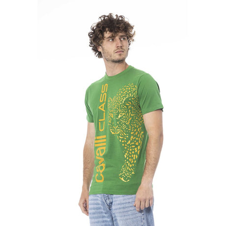 Cavalli Class Green Cotton Men T-Shirt