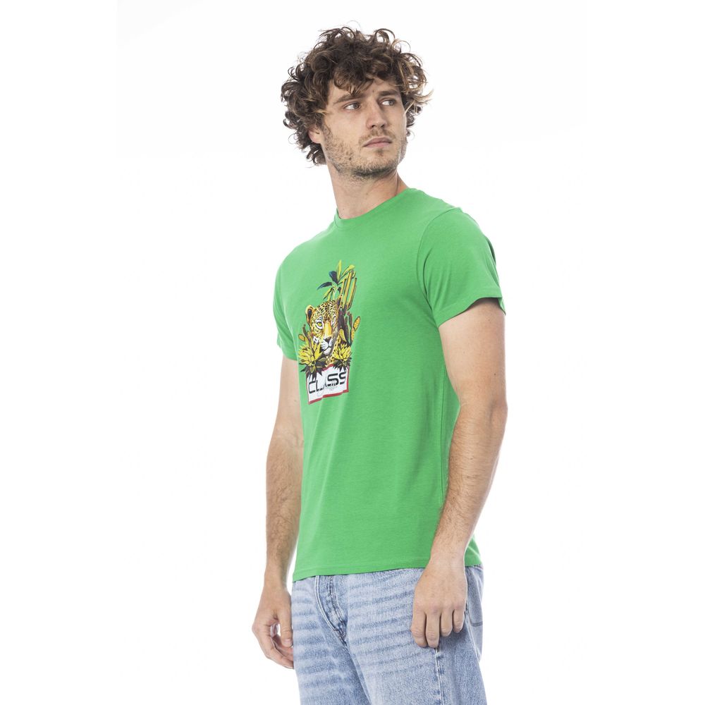 Cavalli Class Green Cotton Men T-Shirt