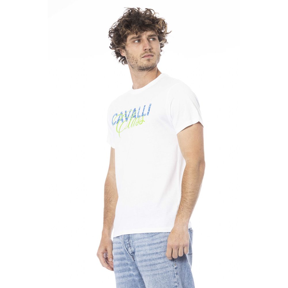 Cavalli Class White Cotton Men T-Shirt