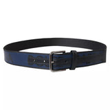 Dolce & Gabbana Black Blue Logo Silver Metal Buckle Belt