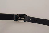 Dolce & Gabbana Black Classic Leather Silver Tone Metal Buckle Belt