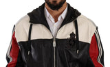 Dolce & Gabbana Black Leather Hooded Blouson Jacket