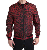 Dolce & Gabbana Red Leopard Bomber Short Coat Jacket