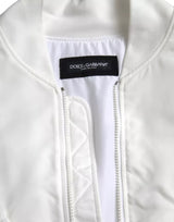 Dolce & Gabbana White Bomber Long Sleeves Full Zip Jacket