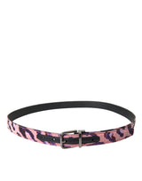 Dolce & Gabbana Multicolor Jacquard Leather Metal Buckle Belt