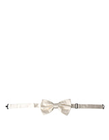 Dolce & Gabbana Off White Silk Adjustable Neck Men Bow Tie