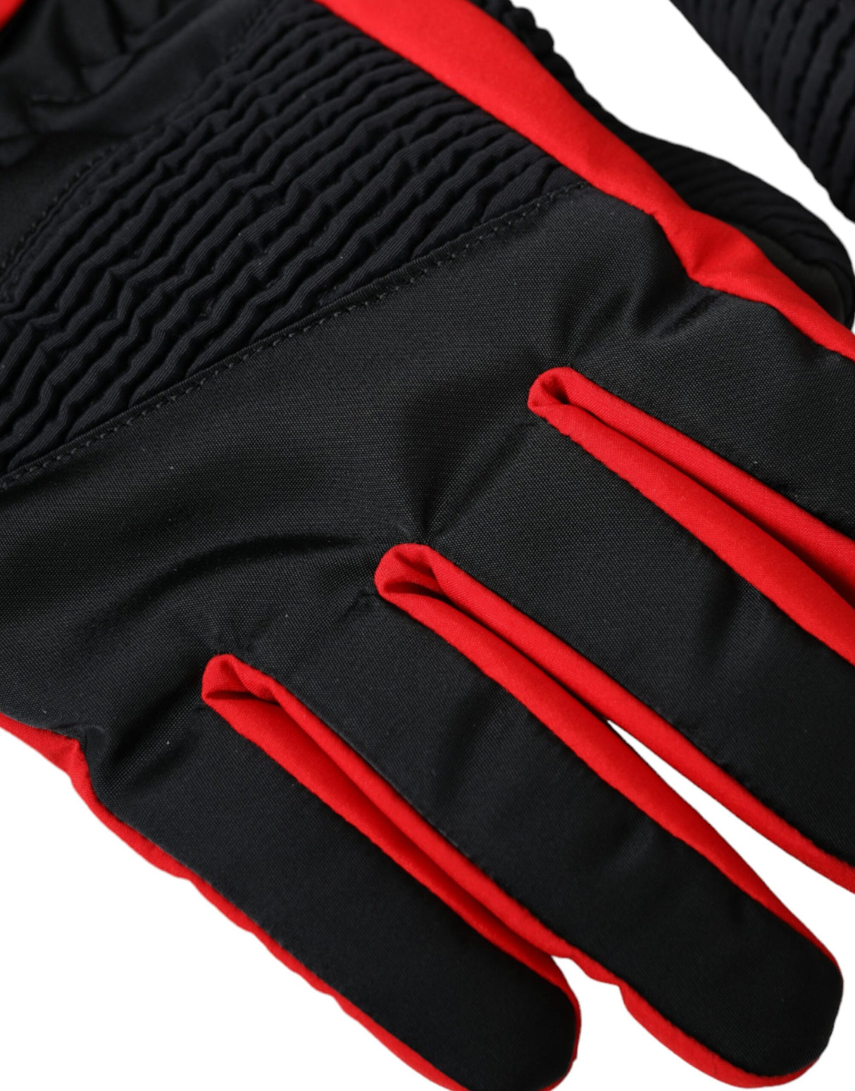 Dolce & Gabbana Black Red Nylon Wrist Length Gloves