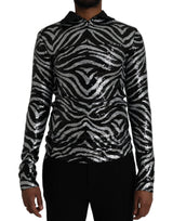 Dolce & Gabbana Black Silver Sequined Polyester Sweater