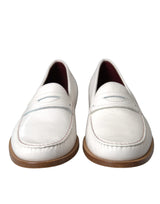 Dolce & Gabbana White Leather Slip On Mocassin Loafers Shoes