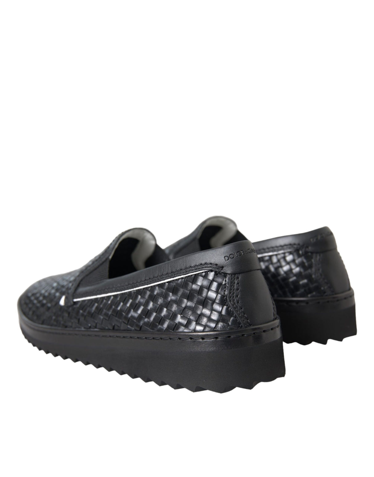 Dolce & Gabbana Black Woven Buffalo Leather Men Loafers Shoes