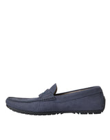 Dolce & Gabbana Blue Calf Leather Slip On Moccasin Shoes