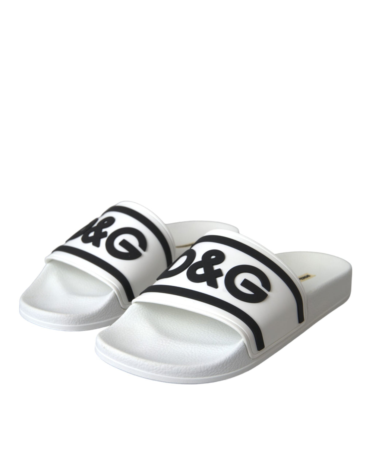 Dolce & Gabbana White Black Sandals Rubber Beachwear Shoes