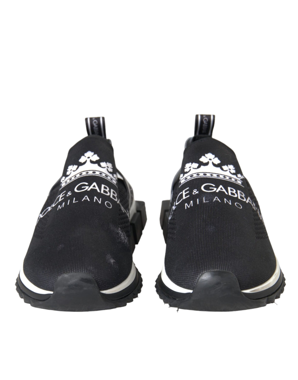 Dolce & Gabbana Black White Sorrento Slip On Sneakers Shoes