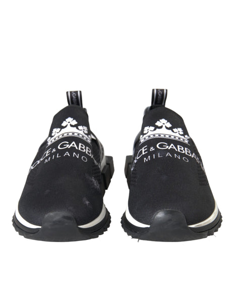Dolce & Gabbana Black White Sorrento Slip On Sneakers Shoes
