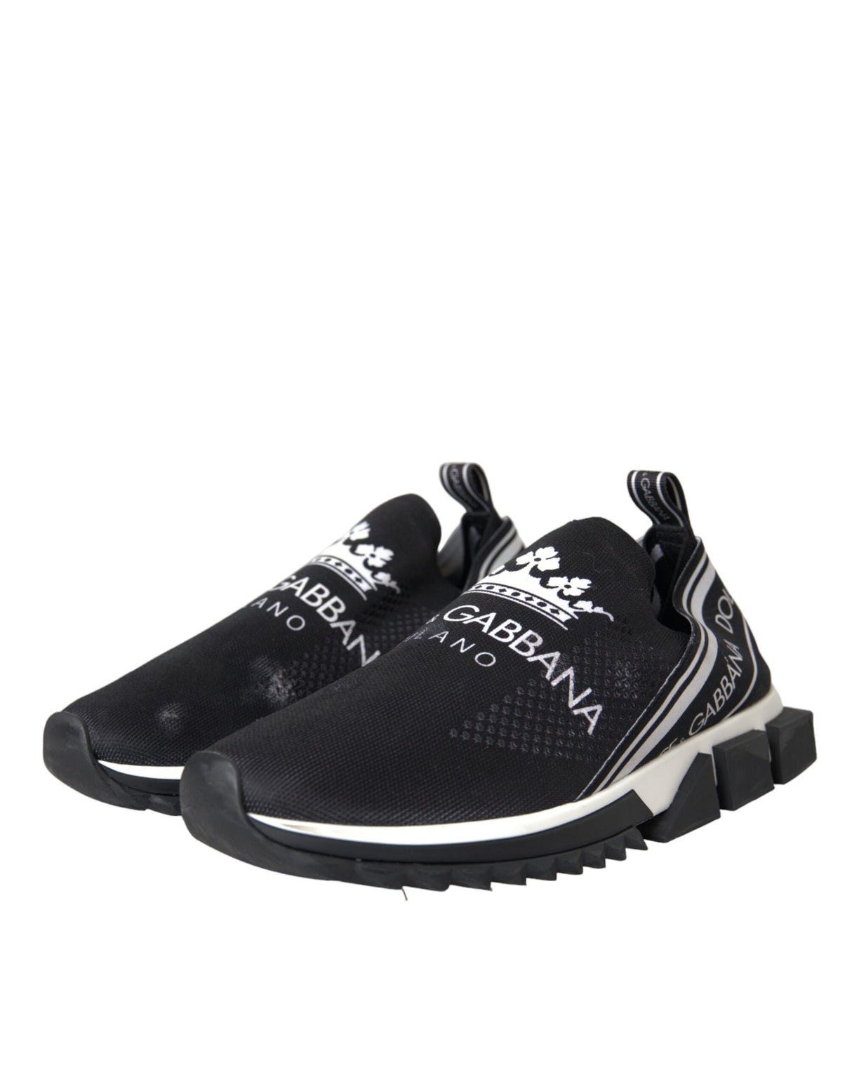 Dolce & Gabbana Black White Sorrento Slip On Sneakers Shoes