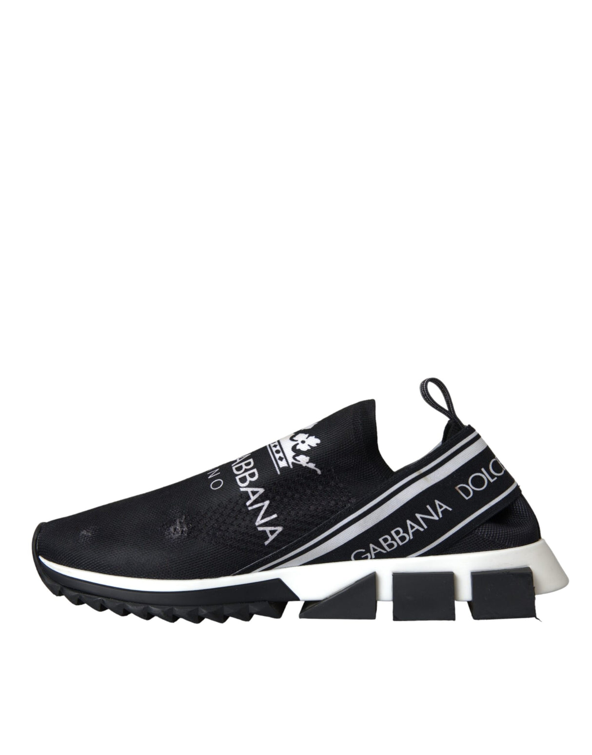 Dolce & Gabbana Black White Sorrento Slip On Sneakers Shoes