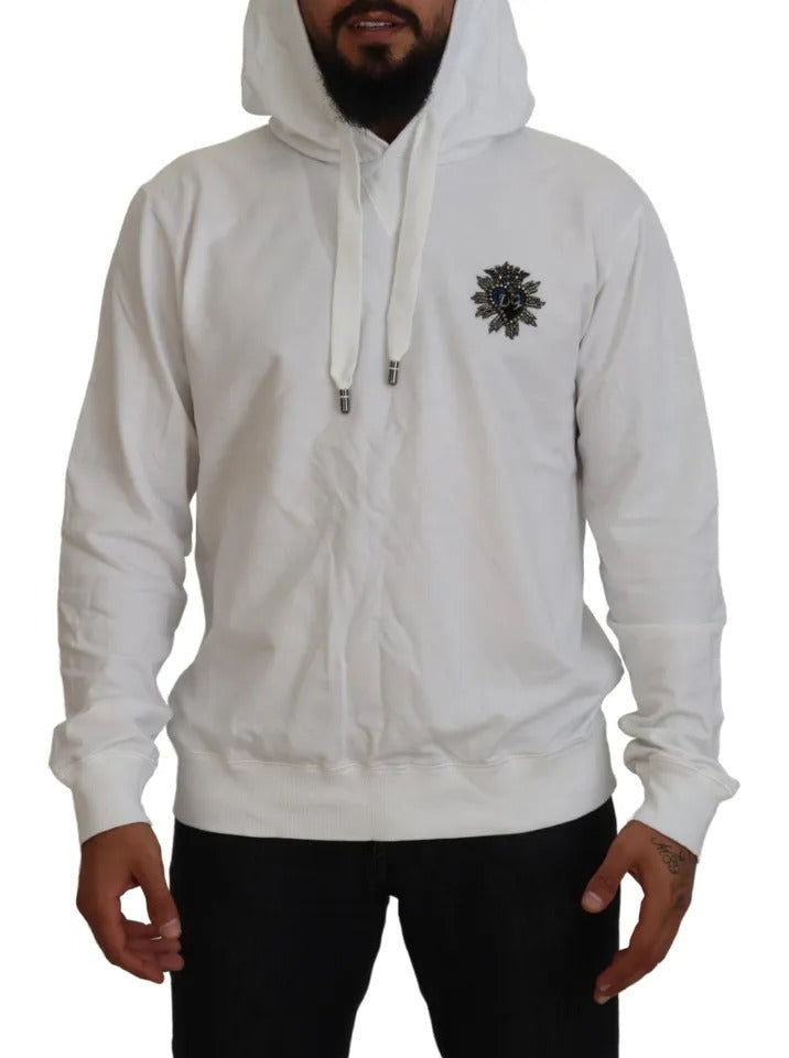 Dolce & Gabbana White Cotton Hooded Sweatshirt Sweater