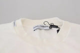 Dolce & Gabbana White Logo Cotton Crew Neck Pullover Sweater