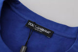 Dolce & Gabbana Blue Logo Print Crewneck Cotton T-shirt