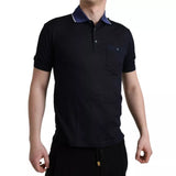 Dolce & Gabbana Polo Navy Blue Collared Silk Men T-shirt