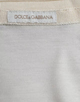 Dolce & Gabbana White Short Button Closure Silk Top T-shirt