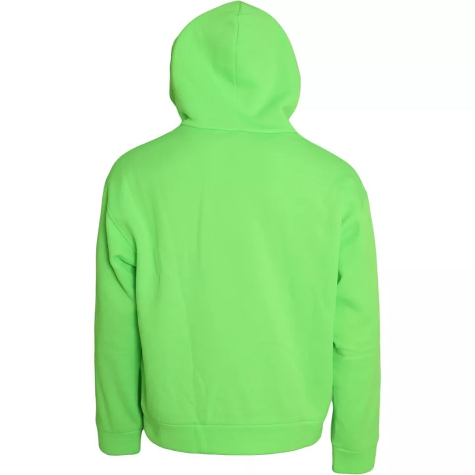 Dolce & Gabbana Neon Green Logo Pullover Hooded Sweatshirt Sweater