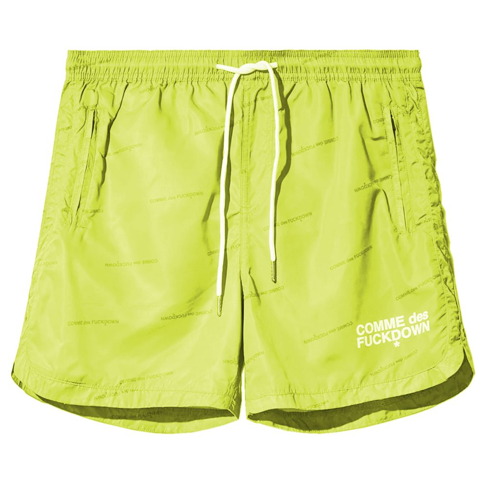 Comme Des Fuckdown Yellow Polyester Men Bermuda Shorts