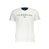 La Martina Chic White Crew Neck Tee with Logo Print