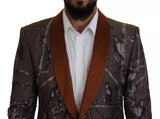 Dolce & Gabbana Bronze Monkey Print Silk Slim Jacket Blazer