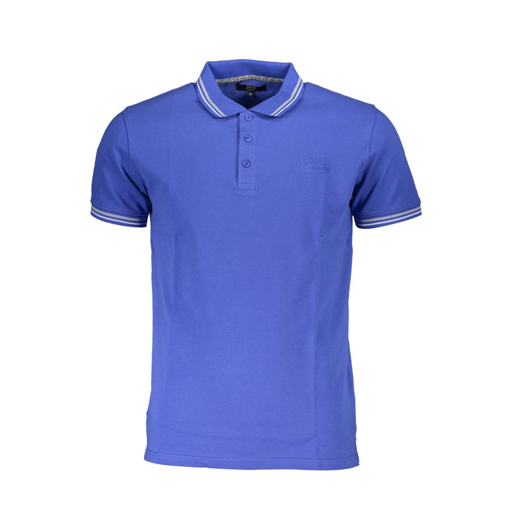 Cavalli Class Blue Cotton Polo Shirt