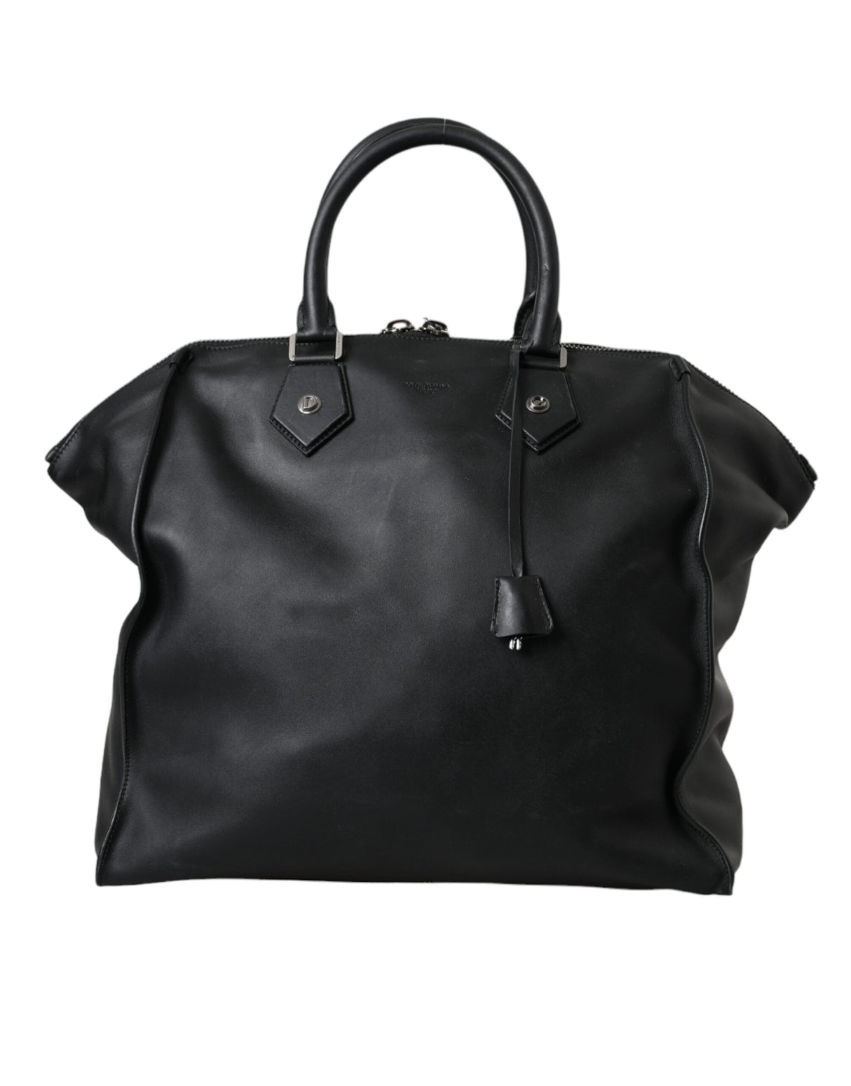 Dolce & Gabbana Black Washed Calfskin Biker Style Shopper Bag