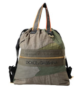 Dolce & Gabbana Military Green Patchwork Rucksack Backpack Bag