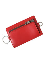 Dolce & Gabbana Red Calfskin Leather Lanyard Logo Card Holder Wallet