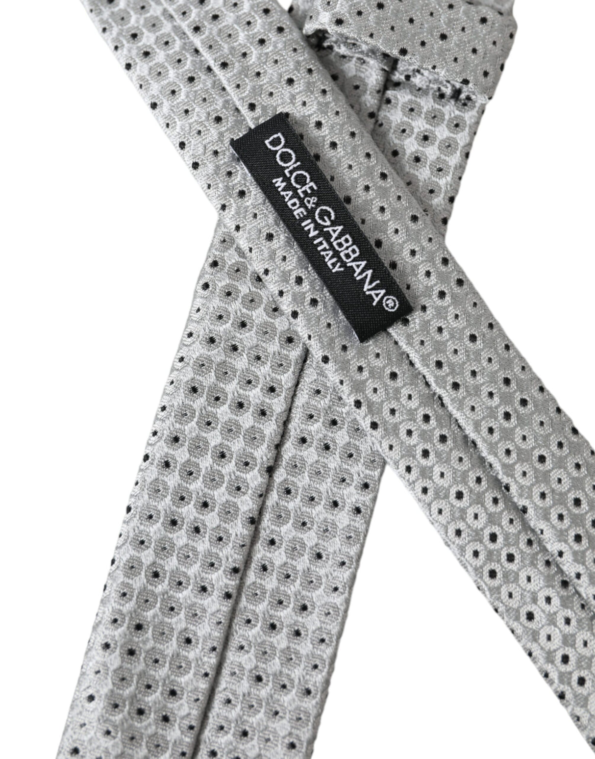 Dolce & Gabbana Light Gray Polka Dot Silk Adjustable Men Tie