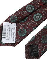 Dolce & Gabbana Maroon Floral 100% Silk Adjustable Men Tie