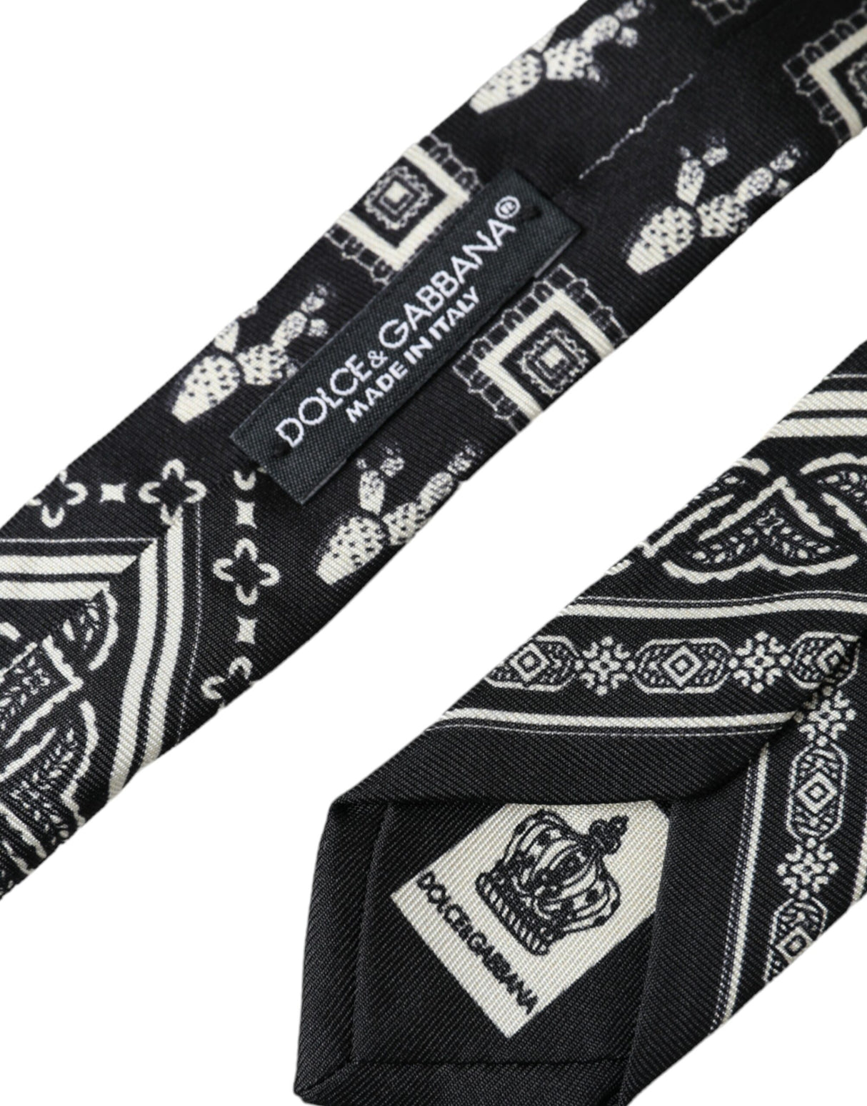 Dolce & Gabbana Black Patterned 100%Silk Adjustable Tie