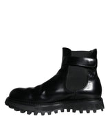 Dolce & Gabbana Black Belted DG Logo Men Chelsea Boots Shoes