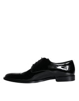 Dolce & Gabbana Black Calfskin Leather Derby Men Dress Shoes