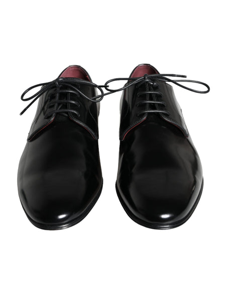 Dolce & Gabbana Black Calfskin Leather Derby Dress Men Shoes